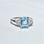 Blue Topaz Emerald Cut Ring In Sterling Silver And Gold, thumbnail 1 of 12