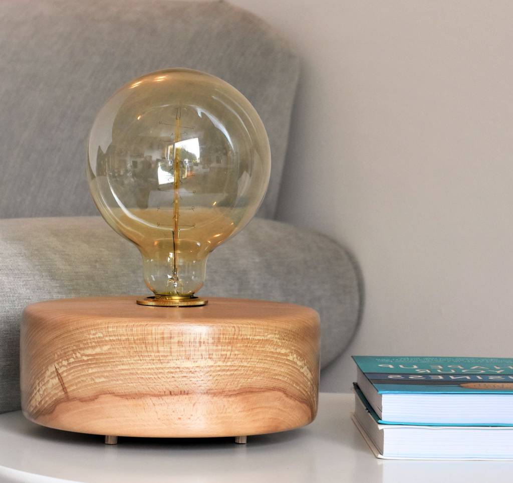 Bantham Beech Wood Table Lamp With Edison Light Bulb By Torneado And Bantham Beech Wood Table Lamp With Edison Light Bulb