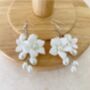 Porcelain Flower And Pearl Drop Earrings, thumbnail 3 of 3