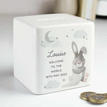 Personalised Baby Bunny Money Box, 5 of 6
