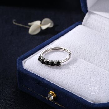 Sterling Silver Natural Black Onyx Half Infinity Ring, 3 of 12
