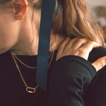 Layered Gold Carabiner Necklace With Double Chain, 4 of 7