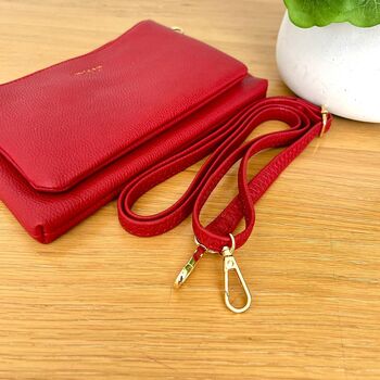 Double Pocket Shoulder Bag In Red, 3 of 3