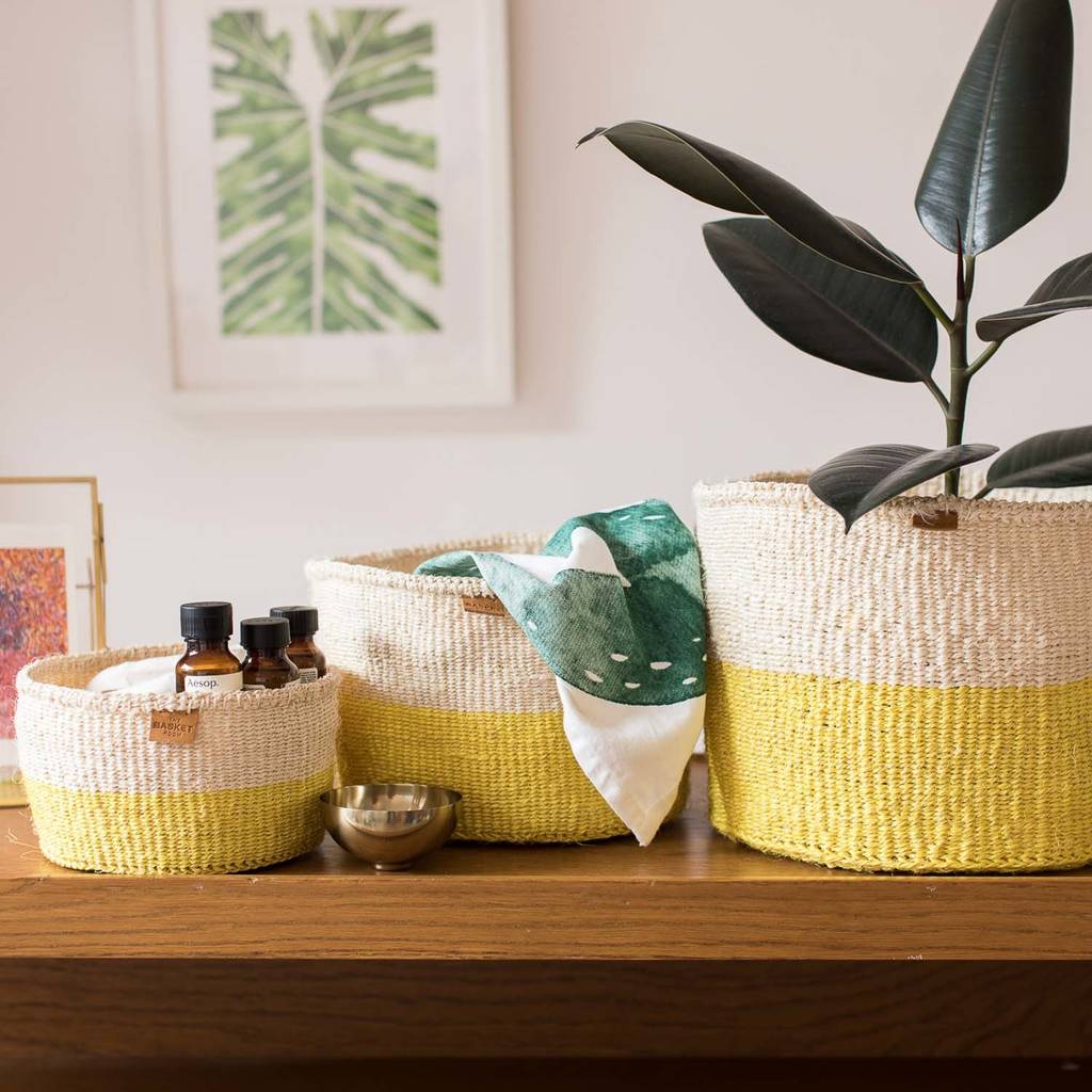 Buttercup Yellow Colour Block Baskets, 1 of 8
