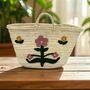 Handwoven Summer Bloom Straw Shopper Bag, thumbnail 1 of 3