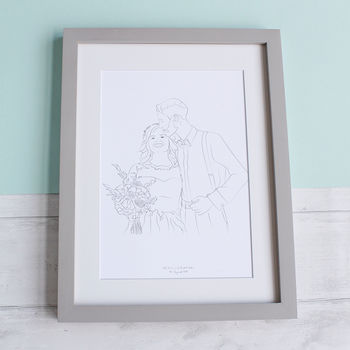 Personalised Wedding Day Line Drawing Portrait Print, 8 of 12