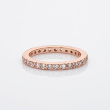 Rose Gold Cubic Zirconia Single Stacking Ring, 2 of 3