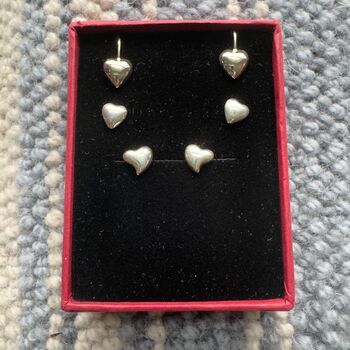 Three Pairs Of Sterling Silver Heart Earrings, 9 of 9