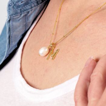 Gold Vermeil Pearl Initial Letter Personalized Necklace, 5 of 12