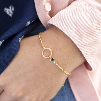 Minimalist Gold Plated Circle Birthstone Bracelet, 2 of 10