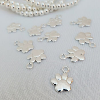 Sterling Silver Personalised Dog Paw Charm Stretch Bracelet, 9 of 11