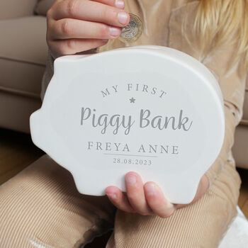 Personalised My First Piggy Bank Personalised Gift, 4 of 6