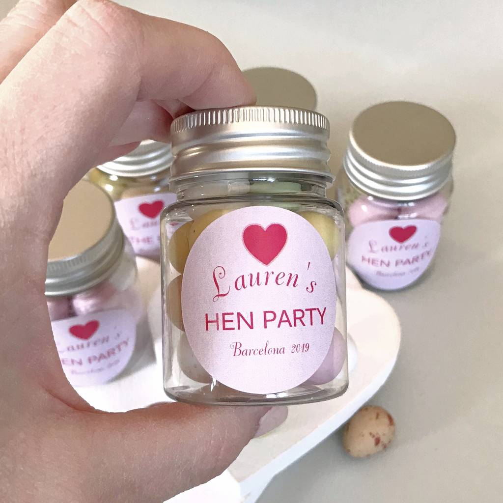 Personalised Hen Party Gifts Jar Favours By Tailored Chocolates and Gifts