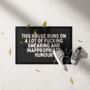 This House Runs On A Lot Of Swearing | Cream And Charcoal | Door Mat, thumbnail 1 of 2