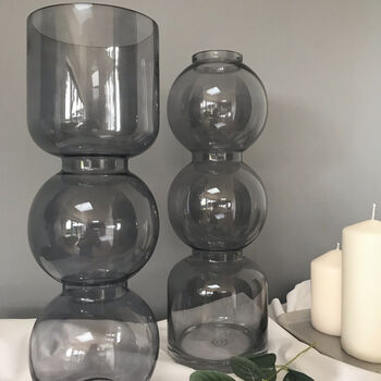 Large Smoked Grey Glass Bubble Vase, 4 of 4