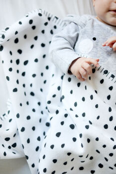 Super Soft Polar Fleece Polka Dot Spotty Baby Blanket, 2 of 3