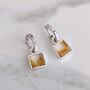 The Square Citrine Silver Gemstone Earrings, thumbnail 3 of 5