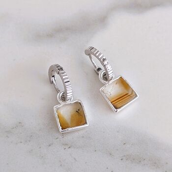 The Square Citrine Silver Gemstone Earrings, 3 of 5