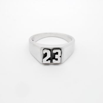 Personalised Double Digit Silver Signet Ring, 3 of 7