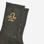 Women's Glitter Socks Black Gold Zodiac Libra, thumbnail 3 of 5