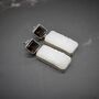 White Druzy Agate, Smoky Quartz Silver Earrings, thumbnail 7 of 7