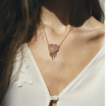 Gemstone Heart Necklace Rose Quartz, 2 of 6