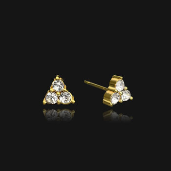 Zoya Rhinestone Stud Earrings Gold, 2 of 3