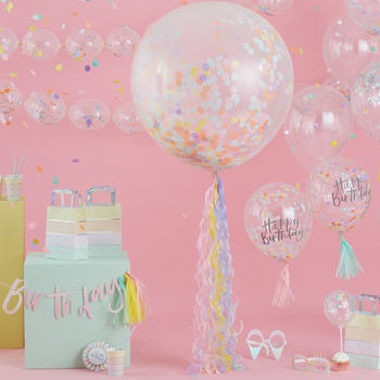 Matte Pink Happy Birthday Balloon Bunting Decoration, 3 of 3