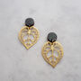 Gold Plated Leaf Anthurium Drop Earrings, thumbnail 4 of 7