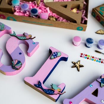 Personalised Paint Your Own Mermaid Wooden Name, 2 of 6