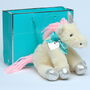 Unicorn Soft Toy With Personalised Engraved Heart, thumbnail 1 of 7