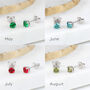 Sterling Silver Claw Set Birthstone Stud Earrings, thumbnail 4 of 7