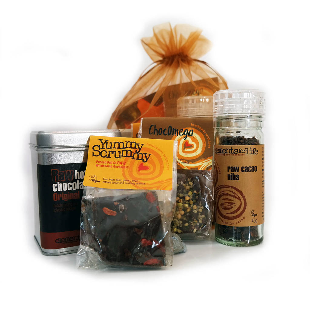 raw chocolate gift bag by elements for life