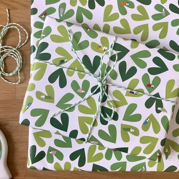 Leaf Hearts And Bug Wrapping Paper Or Gift Wrap Set, 6 of 12