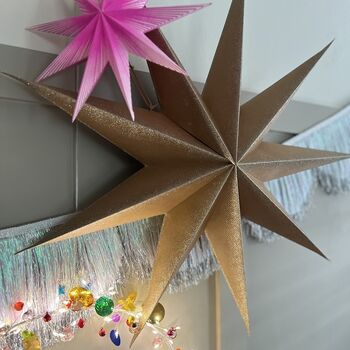 Hanging Paper Star In Gold, 2 of 4