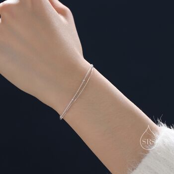 Double Layer Bracelet With Dainty And Satellite Chain, 2 of 10