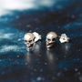 Tiny Skull Sterling Silver Stud Earrings, thumbnail 2 of 5