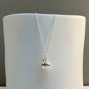 Personalised Solid Silver Apple Charm Necklace, 2 of 7