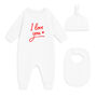 Love You New Baby Gift Set For Boys Or Girls Babygrow + Hat + Bib, thumbnail 6 of 6