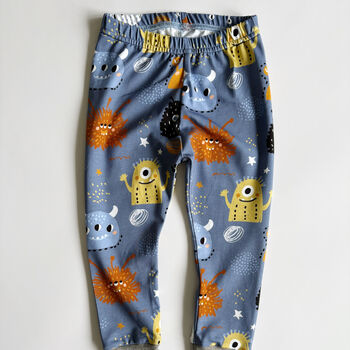 Monster Print Organic Baby And Child Leggings, 2 of 3