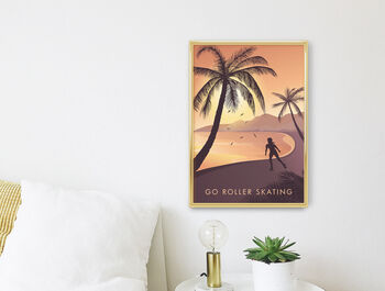 Go Roller Skating Travel Poster Art Print, 3 of 8