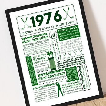 1976 Personalised 50th Birthday Golf Print, 3 of 10