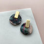 Marble And Gold Circle Stud Earrings, thumbnail 2 of 9