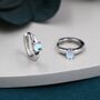 Sterling Silver Delicate Moonstone Huggie Hoop Earrings, thumbnail 1 of 10