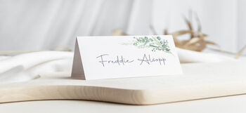 Wedding Place Cards Green Leaf, 4 of 5