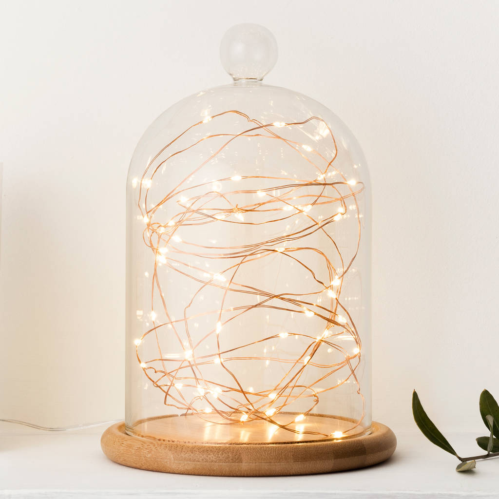 Glass Bell Jar With Copper Micro Fairy Lights, 1 of 5