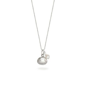 Shell And Pearl Necklace Sterling Silver, 2 of 5