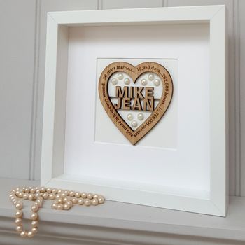30th Wedding Anniversary Pearl And Oak Heart, 3 of 3