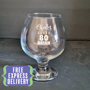 80th Birthday Gift Brandy Snifter Glass, 2 of 5