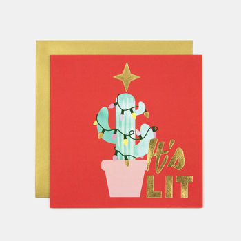 It's Lit Cactus Tree Christmas Greeting Card, 2 of 2